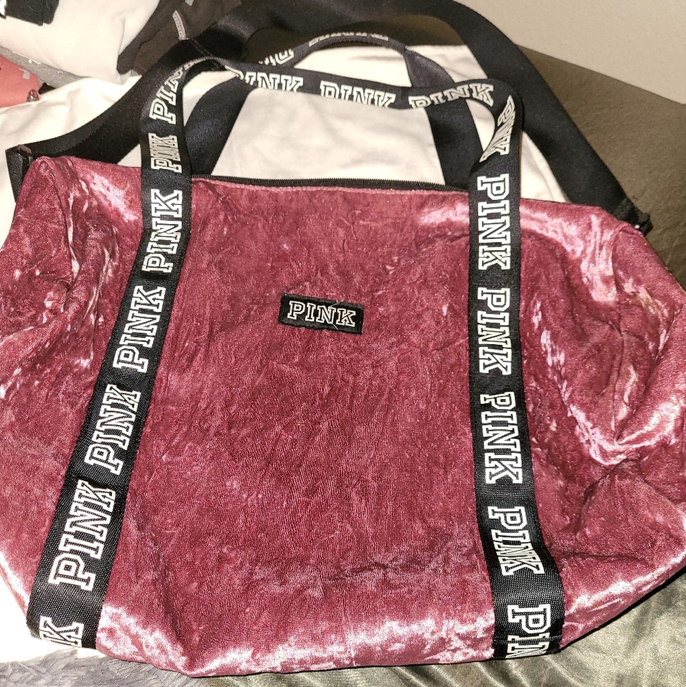 VS PINK crushed velvet bag